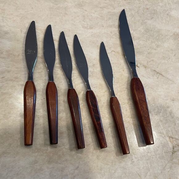 MCM Danish style Fleetwood wood handled knives set of 6 - Picture 5 of 7